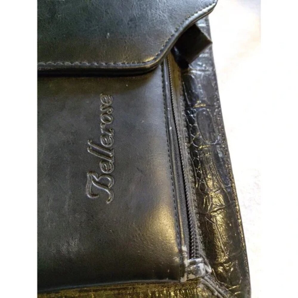 vintage Bellerose Faux Leather briefcase portfolio 80s classic Missing Strap - Picture 4 of 16